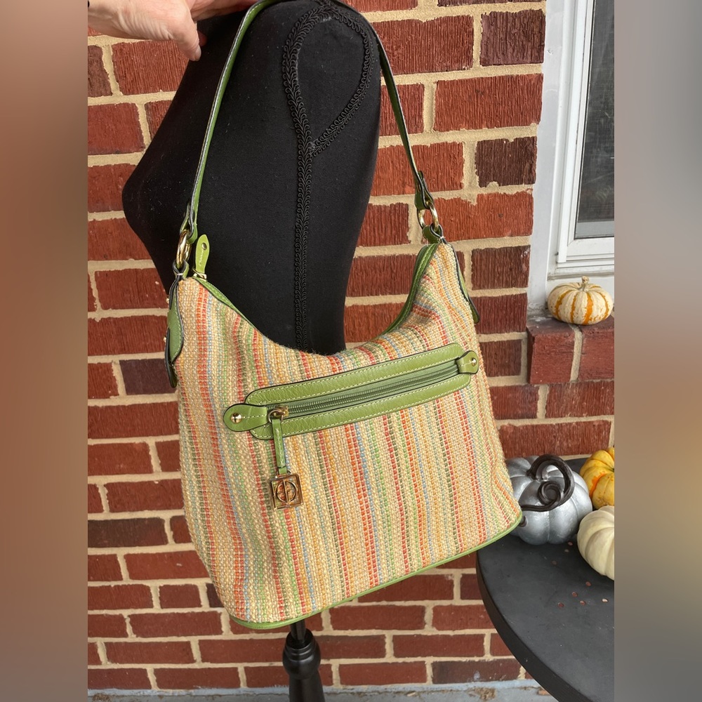 Giani Bernini Woven Straw & Leather Handbag